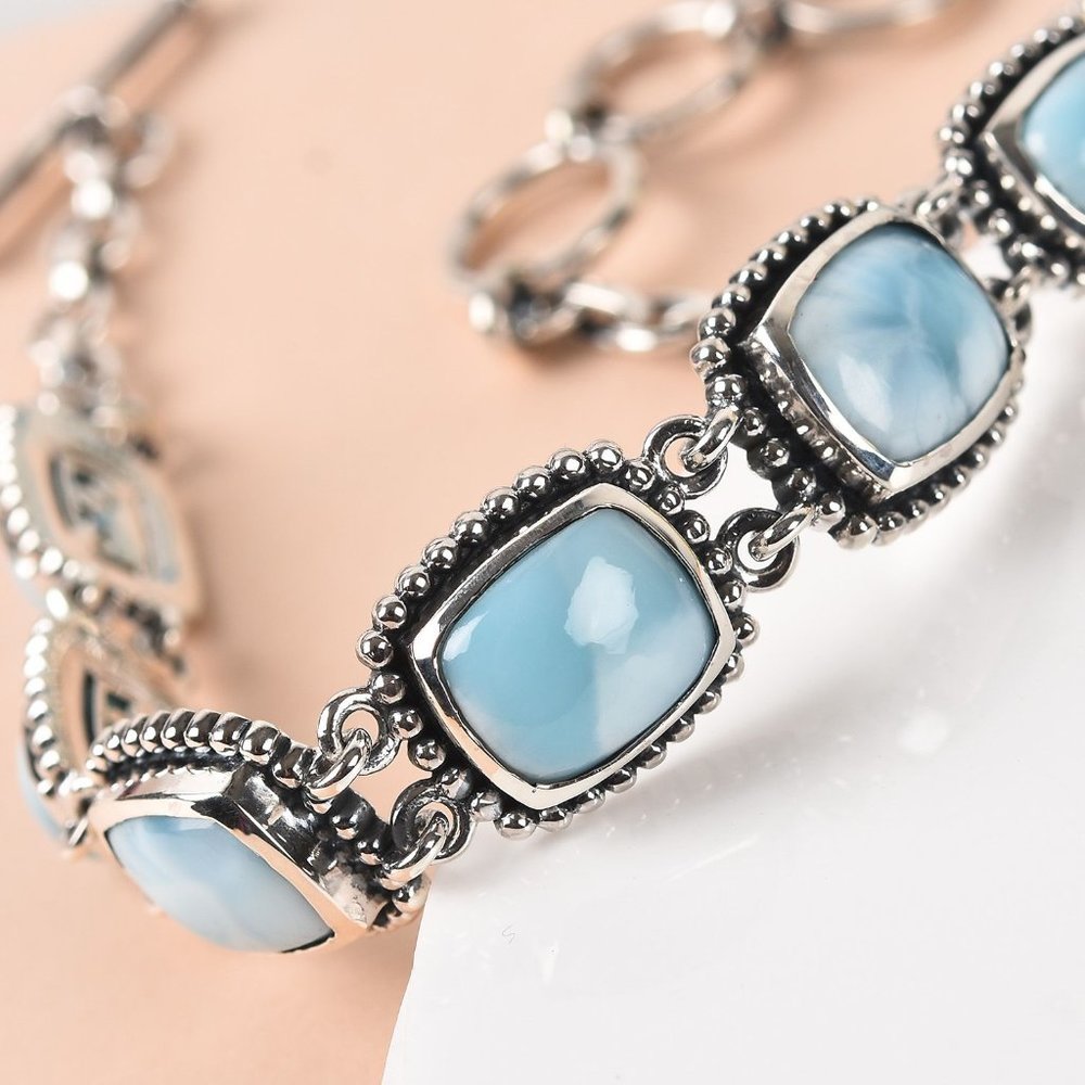 New18.05 ctw Larimar Bracelet Sterling Silver 925S